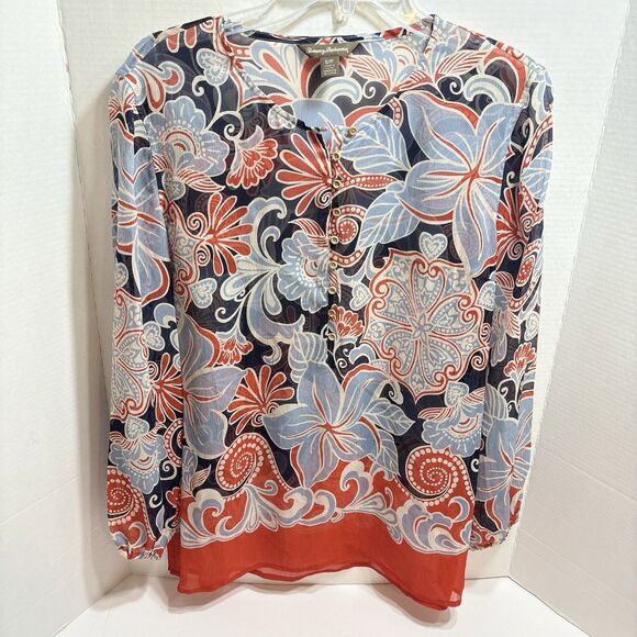 Tommy Bahama Tops - Tommy Bahama Women’s Silk Peasant Top Floral Beach